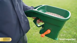 MiracleGro® EverGreen® Handy Spreader  How To Use [upl. by Nahgem897]