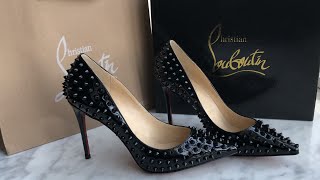 CHRISTIAN LOUBOUTIN Nappa Pigalle Spikes 100 Pumps Black Review [upl. by Glanti814]