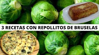 3 RECETAS CON REPOLLLITOS DE BRUSELAS Tarta  Budín  Tortilla Rico fácil rápido [upl. by Ulrich]