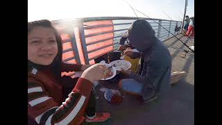 Hermosa beach pier fishing Catch and cook Mackerel [upl. by Dorcus]