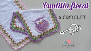 puntilla floral a crochet  para toallitas o sacagases  para servilletas  fácil y rápido 🌷🌷🌷🌷 [upl. by Alithia]