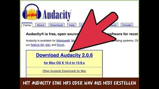 Mit Audacity eine MP3 oder WAV aus MIDI erstellen [upl. by Acinorav]