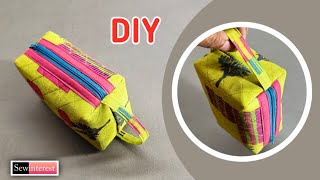 Crafting a Zippered Box Pouch with Neat Edges  DIY Easy Boxy Pouch Tutorial [upl. by Ynavoeg]