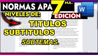 Títulos y Subtítulos con formato de Normas APA 7ma Edición en Word [upl. by Egan]