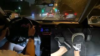 POV Manual Car Night Drive in Traffic with Pedal Cam [upl. by Cristabel]