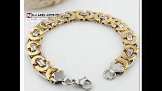 Посылка из Китая мужской браслет Mens Stainless Steel Silver and gold Byzantine chain bracelet [upl. by Anelec]