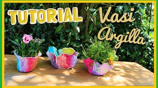 Vasetti in argilla senza cottura  Video Tutorial💕 lavoretti per bambini 💕 tutorial diy homemade [upl. by Auston]