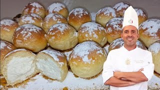 FIOCCHI DI NEVE LIEVITATI RIPIENI DI CREMA A LATTENuova ricetta fatta semplicemente a mano in casa [upl. by Anuaek418]