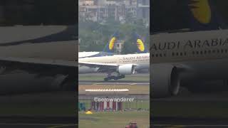 SAUDI ARABIAN AIRLINES B777300ER landing at Mumbai Airport shorts aviation b777 landing plane [upl. by Carlo]