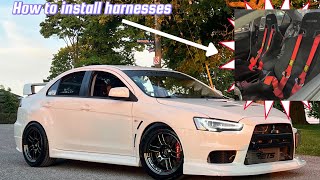 How To Install Harness Belts Garrett Turbo Evo X [upl. by Atikkin]