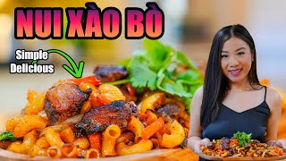 Nui Xào Bò Recipe 🍝🥩 Vietnamese Stir Fry Beef Pasta [upl. by Billat]