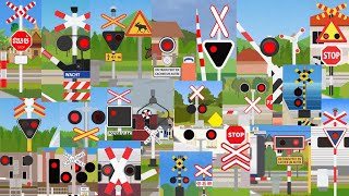 【踏切アニメ】世界のふみきりがいろんな場所でカンカン3😂😂😂Railroad crossings of the world on various places Extended [upl. by Natal]