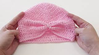 GORRO TURBANTE TEJIDO A CROCHET PARA BEBE [upl. by Hashum]