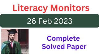 Literacy Monitor Paper held on 26 February 2023  Literacy Monitor Prepared  Ppsc Past paper [upl. by Dacie]