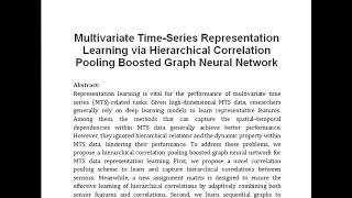 Multivariate Time Series Representation Learning via Hierarchical Correlation Pooling Boosted Graph [upl. by Ahsyekal]