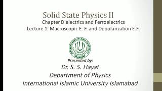 Dielectrics and Ferroelectrics Lecture 1 [upl. by Andel839]