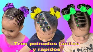 3 INCREÍBLES PEINADOS FÁCILES BONITOS Y RÁPIDOS PARA NIÑASPEINADOS PARA BEBÉS [upl. by Niryt]