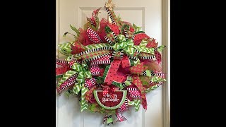 How to make a deco mesh ruffle watermelon wreath [upl. by Arbrab]