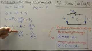 Zustandsraumdarstellung ► Gleichungen aufstellen ►RCGlied Tiefpass [upl. by Sprague674]