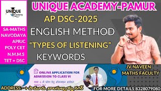 ENGLISH METHODOLOGY1Types of Listeningapdsc2025 SGT With Keywords [upl. by Shirah]