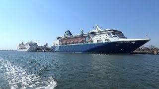 Hafenrundfahrt WARNEMÜNDE mit 3 Kreuzfahrtschiffen am 282015 [upl. by Dahc]