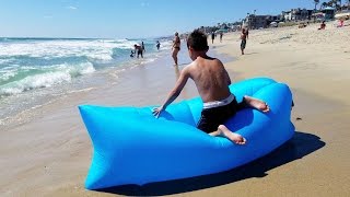 quotLazy Bagquot Portable Inflatable Lounger REVIEW  How To Inflate [upl. by Jochbed]