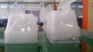 Lanson Plastik Enjeksiyon Makinasi  1000ml PP container 2 cav with robot [upl. by Nelan]