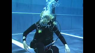 Female Diver is Diving with Body Glove Neoprene Wetsuit and Interspiro Full Face Mask in Pool [upl. by Siramad742]