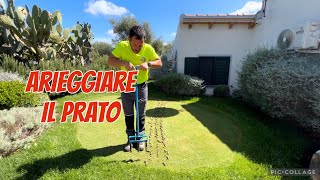 Arieggiare il prato  verticut carotatura e topdressing  concimazione  2024 [upl. by Ecinom994]