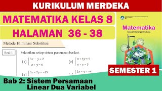 MATEMATIKA KELAS 8 HALAMAN 3638 SEMESTER 1 KURIKULUM MERDEKA [upl. by Engel]