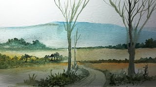 LANDSCAPE WATERCOLOR PAINTING  TREES [upl. by Itagaki]