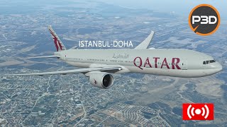 Prepar3dv54 Istanbul to Doha QR240 B777300ER [upl. by Pine]