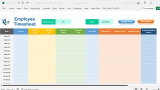 Automated Employee Timesheet Template in Excel [upl. by Nelyahs]