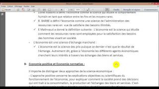 Introduction à léconomie S1 Partie 1 [upl. by Nicolella]