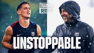 RAINY TRAINING after BIG WIN in el CLÁSICO  FC Barcelona Training 🔵🔴 [upl. by Anayeek]