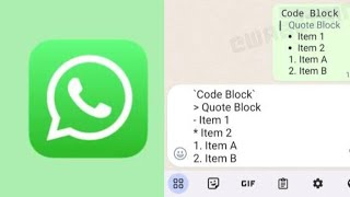 WhatsApp New Text Formatting tricks  Code Blocks Quote Blocks Bullets Numbering [upl. by Malkin]