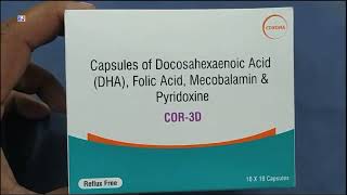 COR3D Capsule  Docosahexaenoic Acid DHA Folic Acid Mecobalamin amp Pyridoxine Capsules  COR 3D Cap [upl. by Jurgen674]