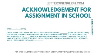 Acknowledgement for School Assignment  Acknowledgement Letter  Letters in English [upl. by Nho728]