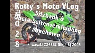 Kawasaki Ninja ZX636C Tutorial 028 Sitzbank und obere Seitenvekleidung demontieren [upl. by Griff]