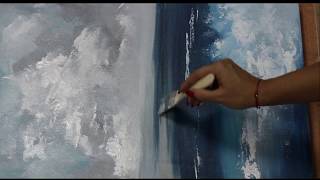 Landscape Painting\Abstract Landscape\EasyDemonstration Using palette knife and Acrylics On Canvas [upl. by Ayanej493]