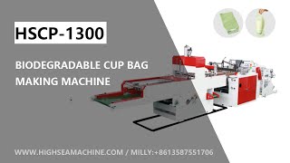 HSCP1300 PLASTIC COMPOSTABLE BIODEGRADABLE CUP BAG HANDLE BAG COFFEE BAG MAKING MACHINE [upl. by Aceber]