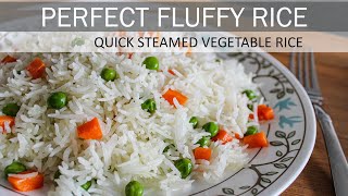 Simple Steamed Vegetable Rice  How to make Perfect Fluffy Rice  Vegan Recipe [upl. by Lyndsay]