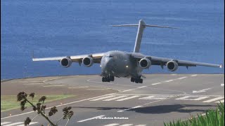 Unbelievable C17 GLOBEMASTER Landing at Madeira Airport [upl. by Tamah]