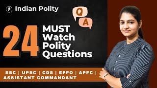 24 MUST Watch Polity Questions  Polity MCQs for UPSC amp SSC by Parcham Classes [upl. by Aniluap]