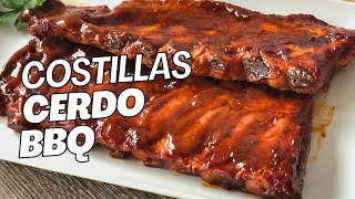 Como hacer Costillas de Cerdo a la BBQ en el Air Fryer o Freidora [upl. by Adnilam674]