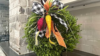 How to Add Raffia Veggies to a Boxwood Wreath [upl. by Shay855]