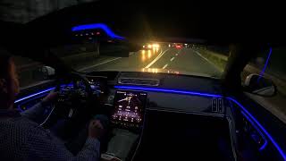 ASMR Highway Driving into the Night No Talking No Music in the Mercedes SClass [upl. by Nannek]