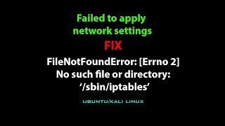 LINUX ERROR FIX FileNotFoundError Errno 2 No such file or directory ‘sbiniptables’ [upl. by Annaitsirk51]