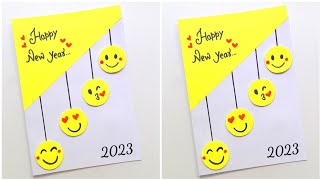 🥰 Happy Newyear Card 2023 🥰 Emoji Style Newyear Card Making • Easy happy newyear greeting card 2023 [upl. by Oconnor462]