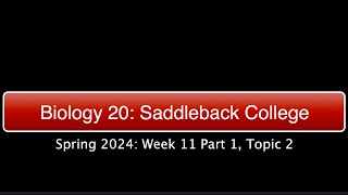 Saddleback Spring 2024 Biol 20  Week 11 Part 1 Topic 2 [upl. by Danae981]